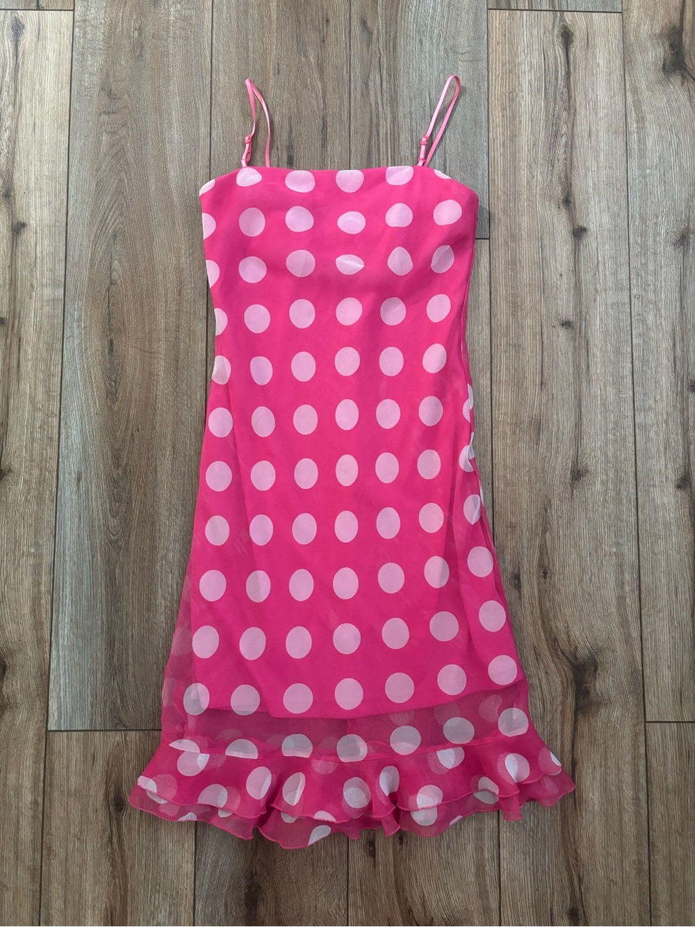 Vintage Y2K Pink & White Polka Dot Dress by City Triangles